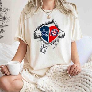 Cowboys & Washington Nationals Heart Symbol Ripped Hands T-Shirt