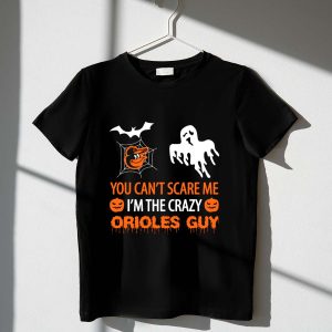 Crazy Orioles Halloween T-Shirt With Ghost And Spiderweb Design