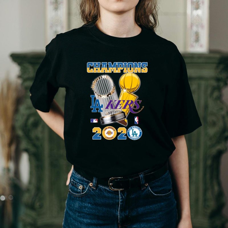 2020 Los Angeles Dodgers & Lakers Champions T-Shirt - Celebrate Victory! - Image 2