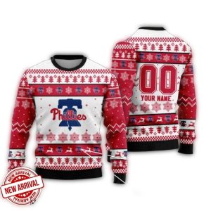 Personalized Philadelphia Phillies Liberty Bell Christmas Ugly Sweater