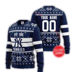 Personalized New York Yankees Snowflake Christmas Sweatshirt For Holidays