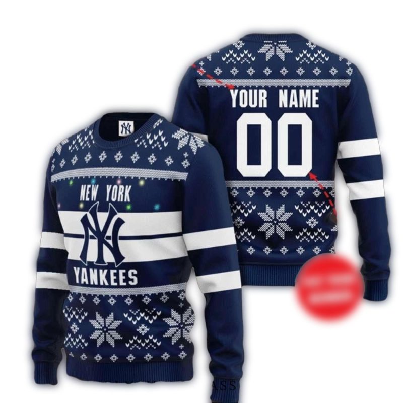 Custom New York Yankees Snowflake Ugly Christmas Sweater 1