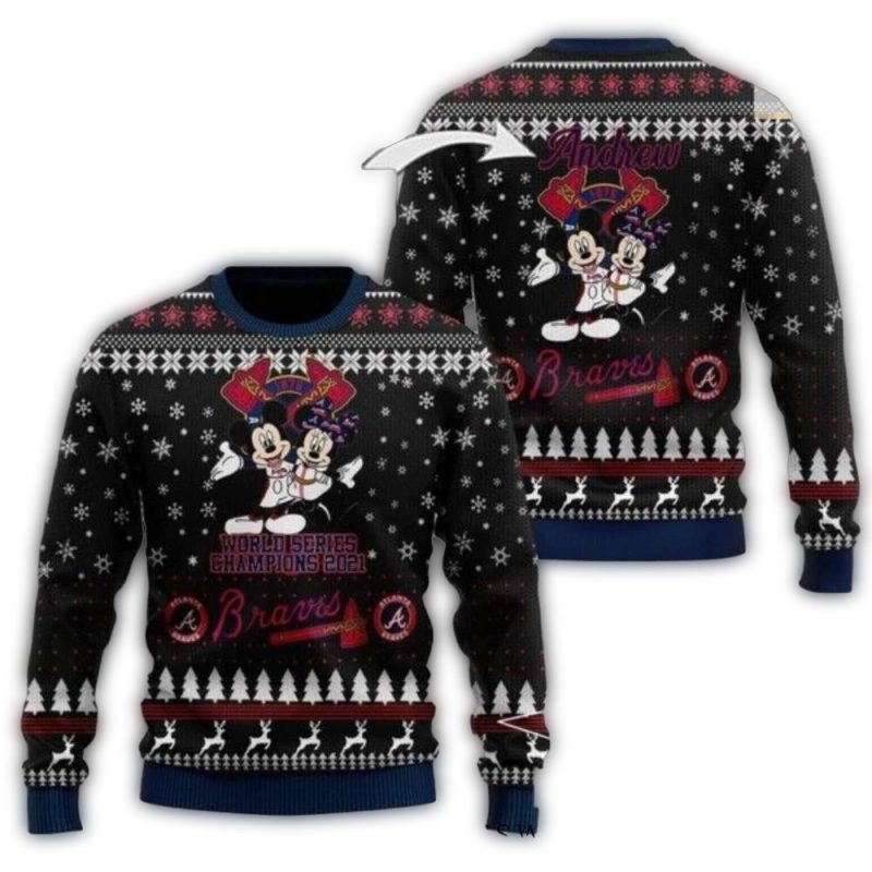 Customizable Atlanta Braves Mickey World Series Champion Ugly Sweater 1
