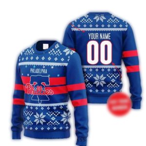 Personalized Philadelphia Phillies Snowflake Christmas Sweatshirt