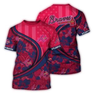 Personalized Atlanta Braves Floral Flag All-Over Print T-Shirt