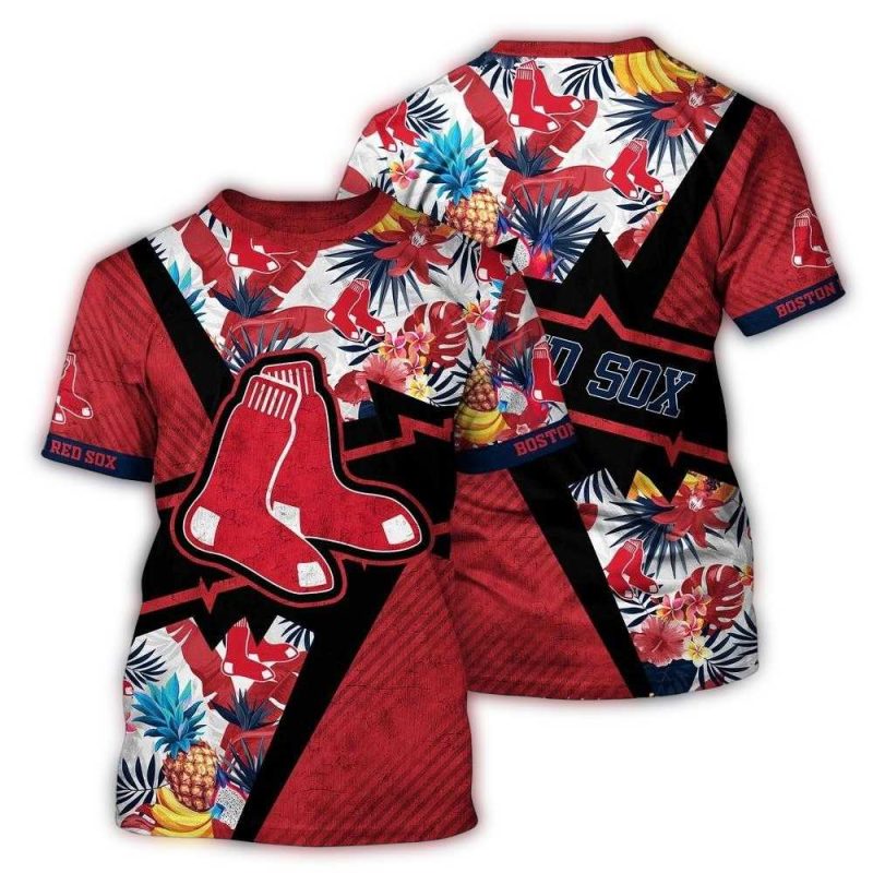 Personalized Boston Red Sox Tropical Pineapple AOP T-Shirt for Fans