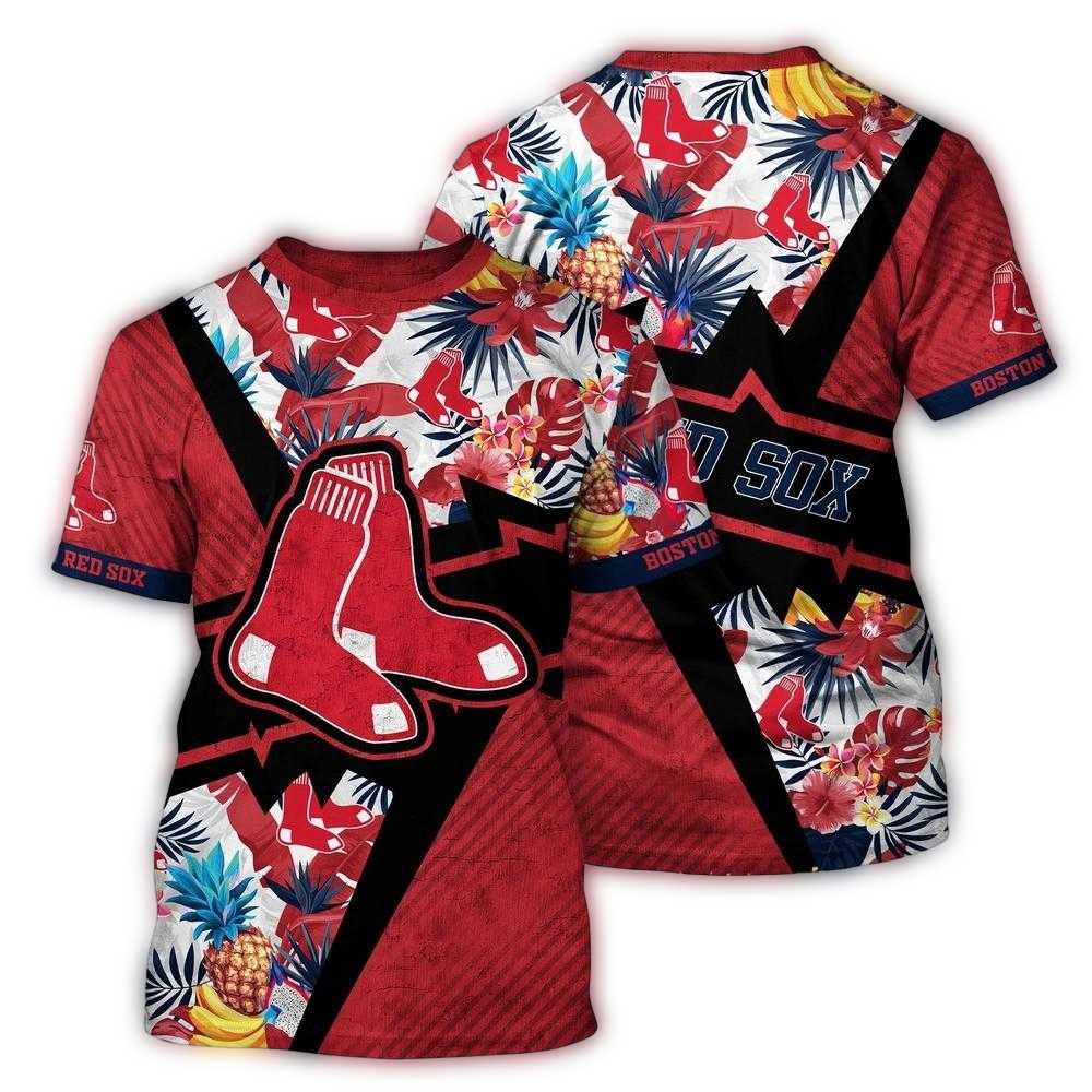 Customized MLB Boston Red Sox 3D T Shirt Aloha Vibes For Sports Enthusiasts 1