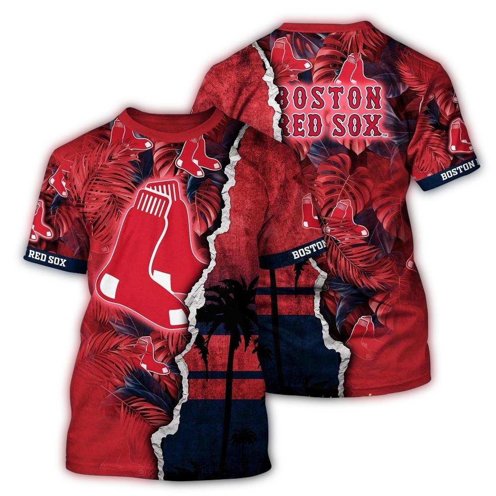 Customized MLB Boston Red Sox 3D T Shirt Tropic MLB Style For Sports Enthusiasts 1