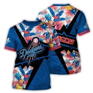 Custom Los Angeles Dodgers Pineapple Floral All-Over Print T-Shirt