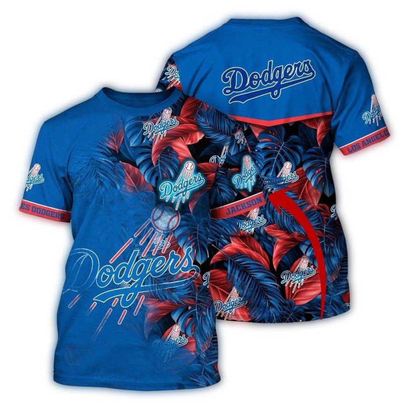 Personalized Floral AOP T-Shirt for Los Angeles Dodgers Fans