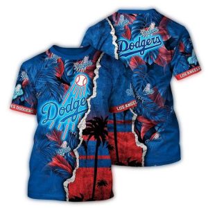 Custom Los Angeles Dodgers Coconut Floral All-Over Print T-Shirt