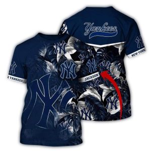 Personalized New York Yankees Floral Tropical All-Over Print T-Shirt