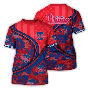 Personalized Philadelphia Phillies Tropical Flower Pattern T-Shirt