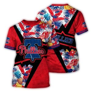 Custom Philadelphia Phillies Pineapple Floral Tropical Print T-Shirt