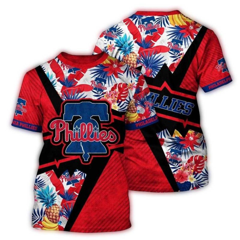 Custom Philadelphia Phillies Pineapple Floral Tropical Print T-Shirt