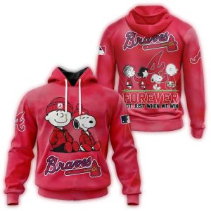 Atlanta Braves Peanuts All-Over Print Hoodie For Fans