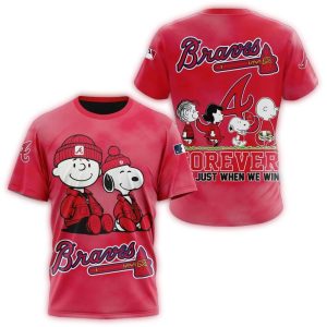 Atlanta Braves Peanuts All-Over Print T-Shirt For Fans