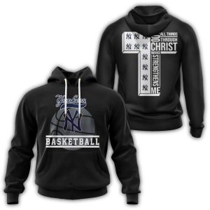 New York Yankees Inspirational All Over Print Hoodie: 'I Can Do All Things' Design