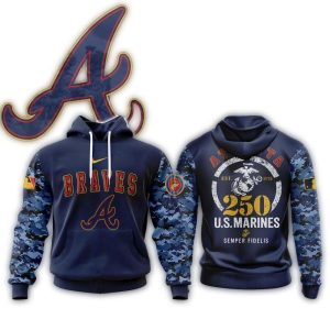 Atlanta Braves Usmc 250Th Birthday All-Over Print Hoodie