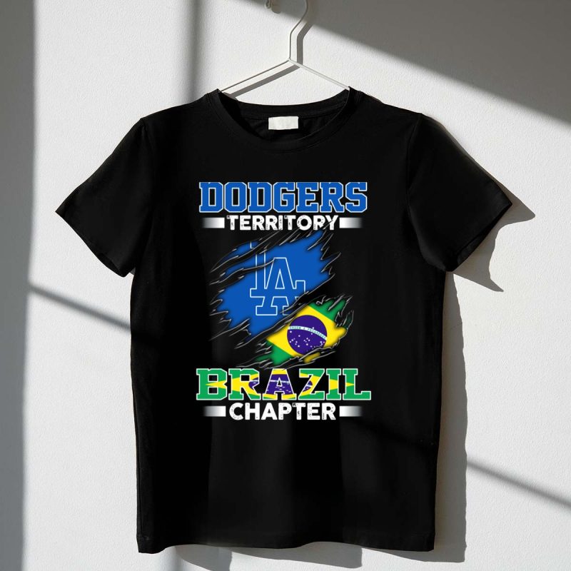 DODGERS TERRITORY BRAZIL CHAPTER LA Logo Brazilian Flag T Shirt.jpeg t shirt 1 1