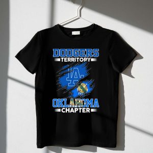 Oklahoma Dodgers Territory Chapter La Logo Ripped Flag T-Shirt