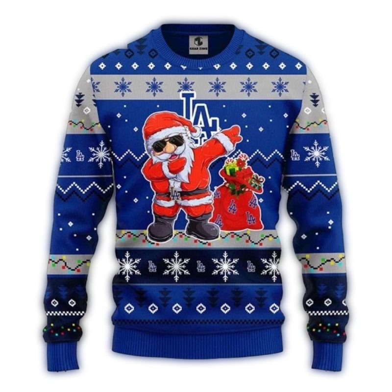Dabbing Santa Los Angeles Dodgers Christmas Sweater for Holiday Cheer