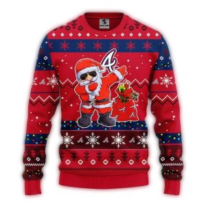 Dabbing Santa Atlanta Braves Christmas Ugly Sweater For Holiday Fun