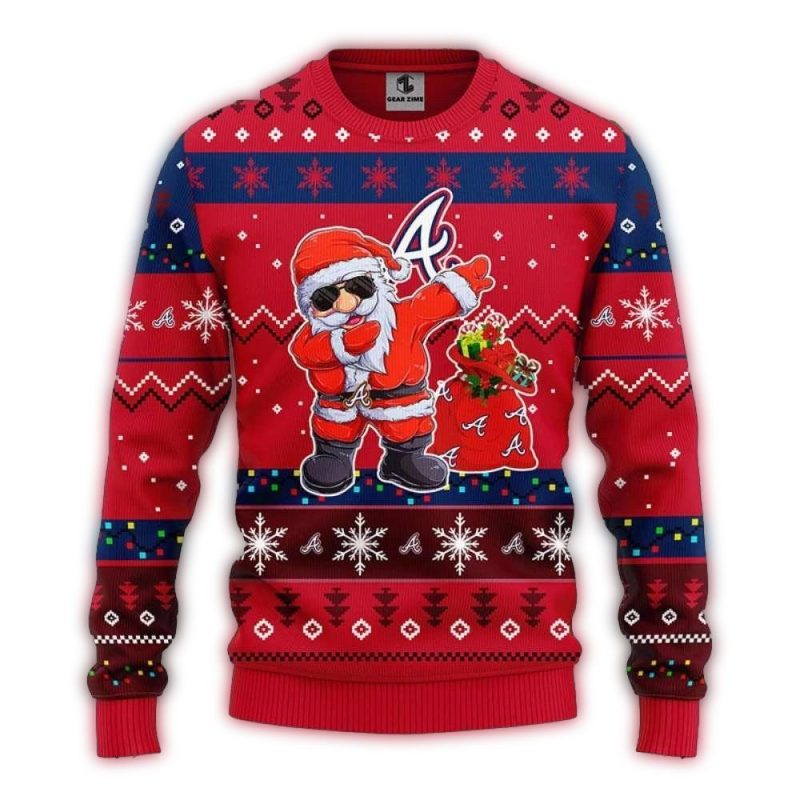 Dabbing Santa With Atlanta Braves Ugly Christmas Sweater 1