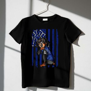Dachshund Love Mom New York Yankees Usa Flag T-Shirt For Dog Lovers