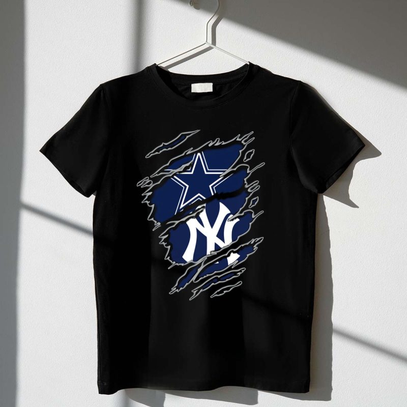 Dallas Cowboys New York Yankees Logos Fusion T Shirt t shirt 1 1