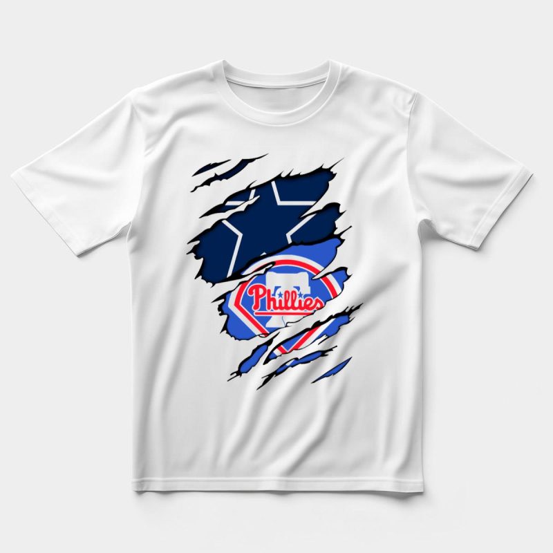 Dallas Cowboys & Philadelphia Phillies Fan Mashup T-Shirt - Perfect for Sports Enthusiasts - Image 5