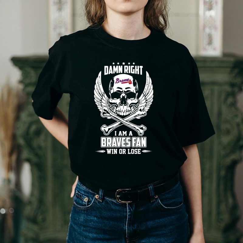 Braves Fan Skull And Wings T-Shirt - Win Or Lose Spirit Apparel - Image 2