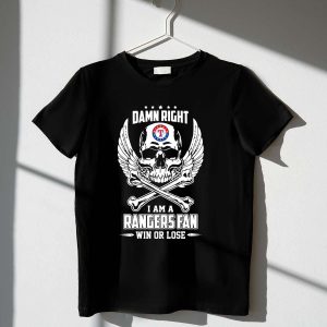 Texas Rangers Fan Skull And Crossbones Wings T-Shirt - Win Or Lose Design