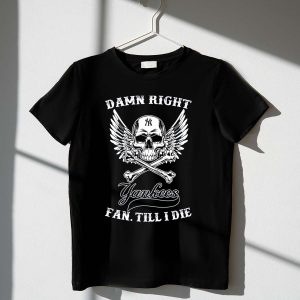 Yankees Fan Till I Die Skull Wings Graphic T-Shirt For Baseball Lovers