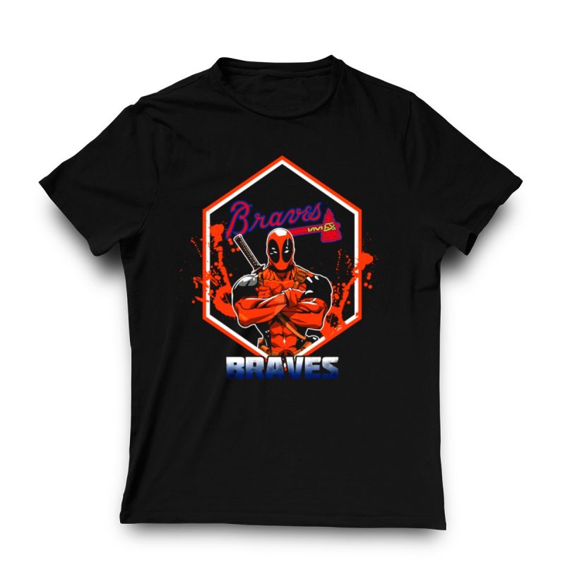 Deadpool Atlanta Braves Baseball Fan T-Shirt - Crossover Design - Image 3