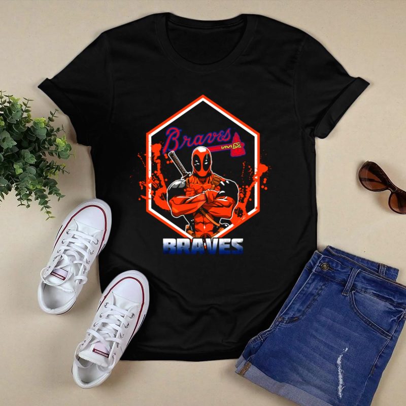 Deadpool Atlanta Braves Baseball Fan T-Shirt - Crossover Design - Image 5