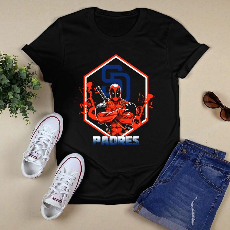 Deadpool San Diego Padres Baseball Fans Comic Collaboration T Shirt Black 1