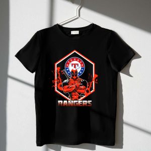 Deadpool Texas Rangers Fan Mashup Premium Baseball T-Shirt For Men
