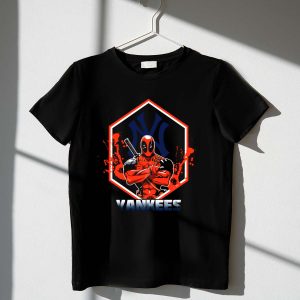 Deadpool Yankees Mashup Graphic T-Shirt Featuring Iconic Character Design