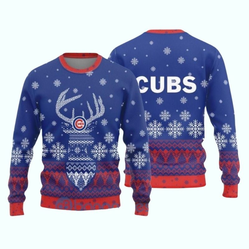 Deer Pattern Chicago Cubs Ugly Sweater
