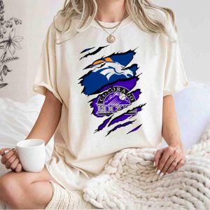Denver Broncos & Colorado Rockies Fan Crossover T-Shirt For Sports Lovers
