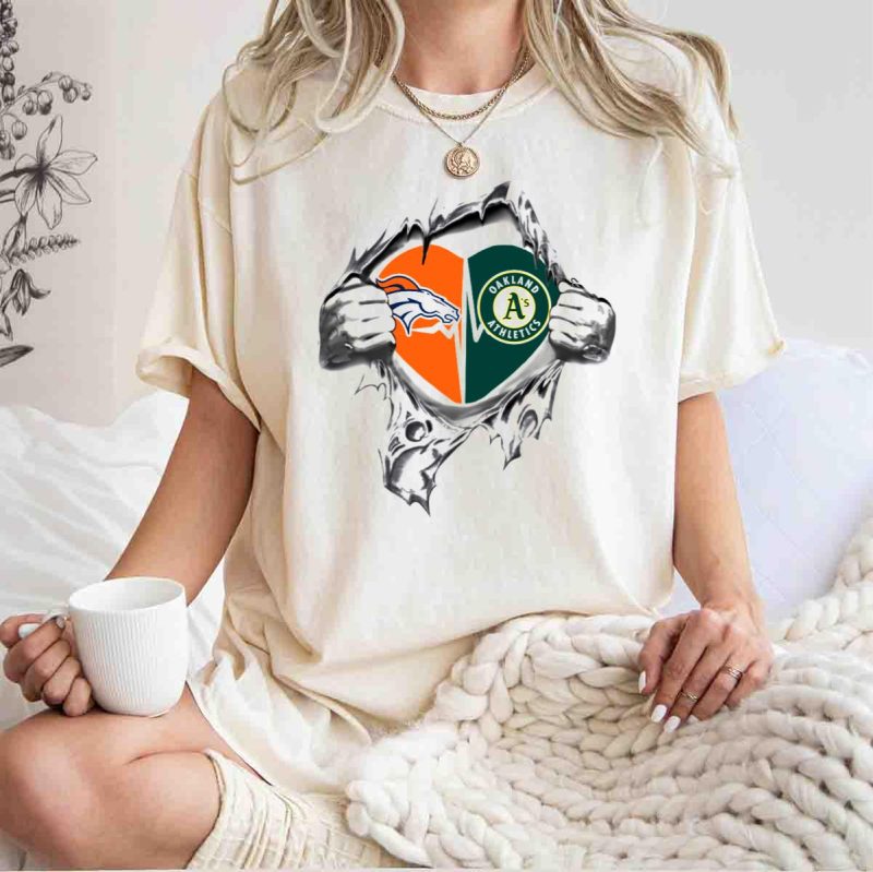 Denver Broncos Oakland Athletics Heart T Shirt t shirt 1 1