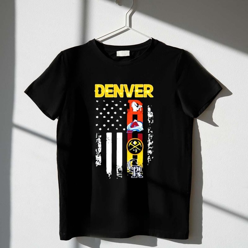 Denver Sports Teams Rockies Denver Nuggets Denver Broncos Avalanche USA Flag 0