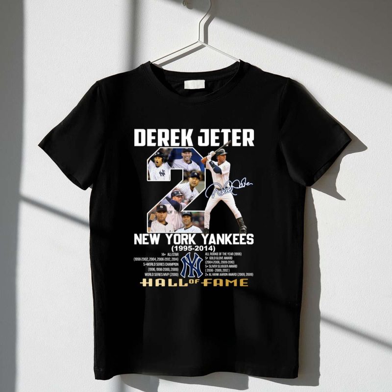 Derek Jeter New York Yankees 1995 2014 Hall Of Fame Signature Shirt t shirt 1 1