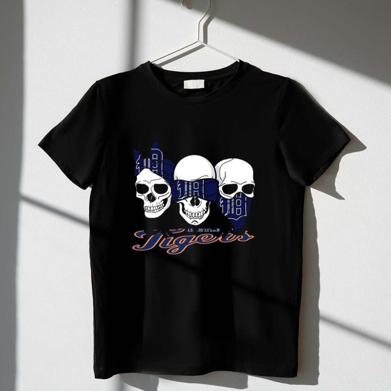 Detroit Tigers 3 Skull Pattern with Bandanas and Typography T Shirt t shirt 1 1