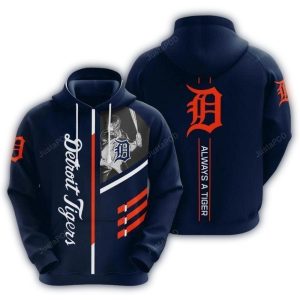Detroit Tigers All Over Print Hoodie - Always A Tiger Stripe Design