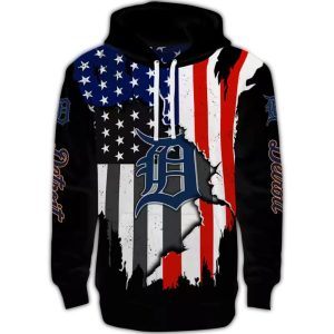 Detroit Tigers American Pride All-Over Print Hoodie For Fans