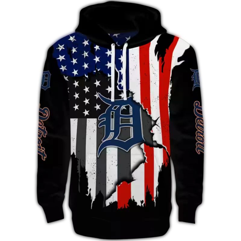 Detroit Tigers American Pride All Over Print Hoodie 1