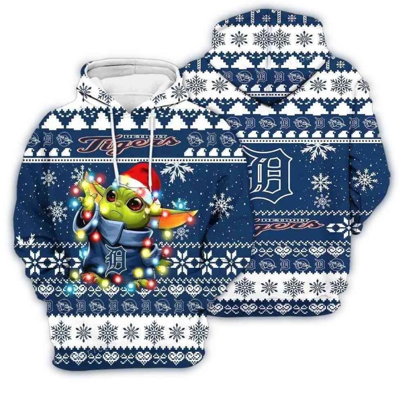 Detroit Tigers Baby Yoda Star Wars All Over Print Hoodie 1