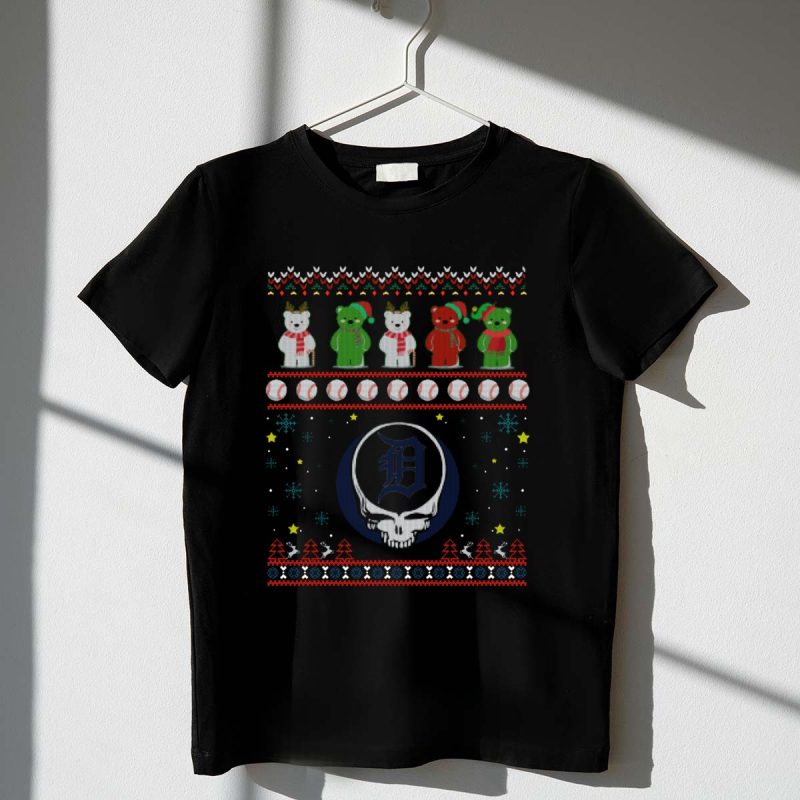 Detroit Tigers Bears Grateful Dead Ugly Christmas Sweater Baseball T Shirt t shirt 1 1